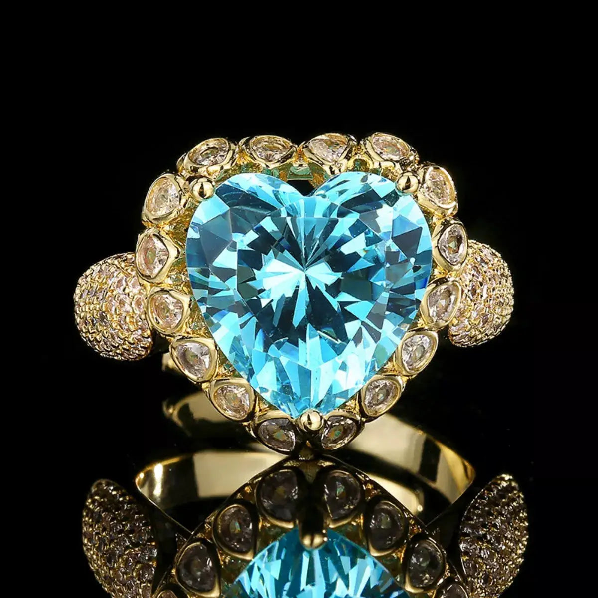 18K Gold-Plated Heart-Shaped Ring by Trendsi