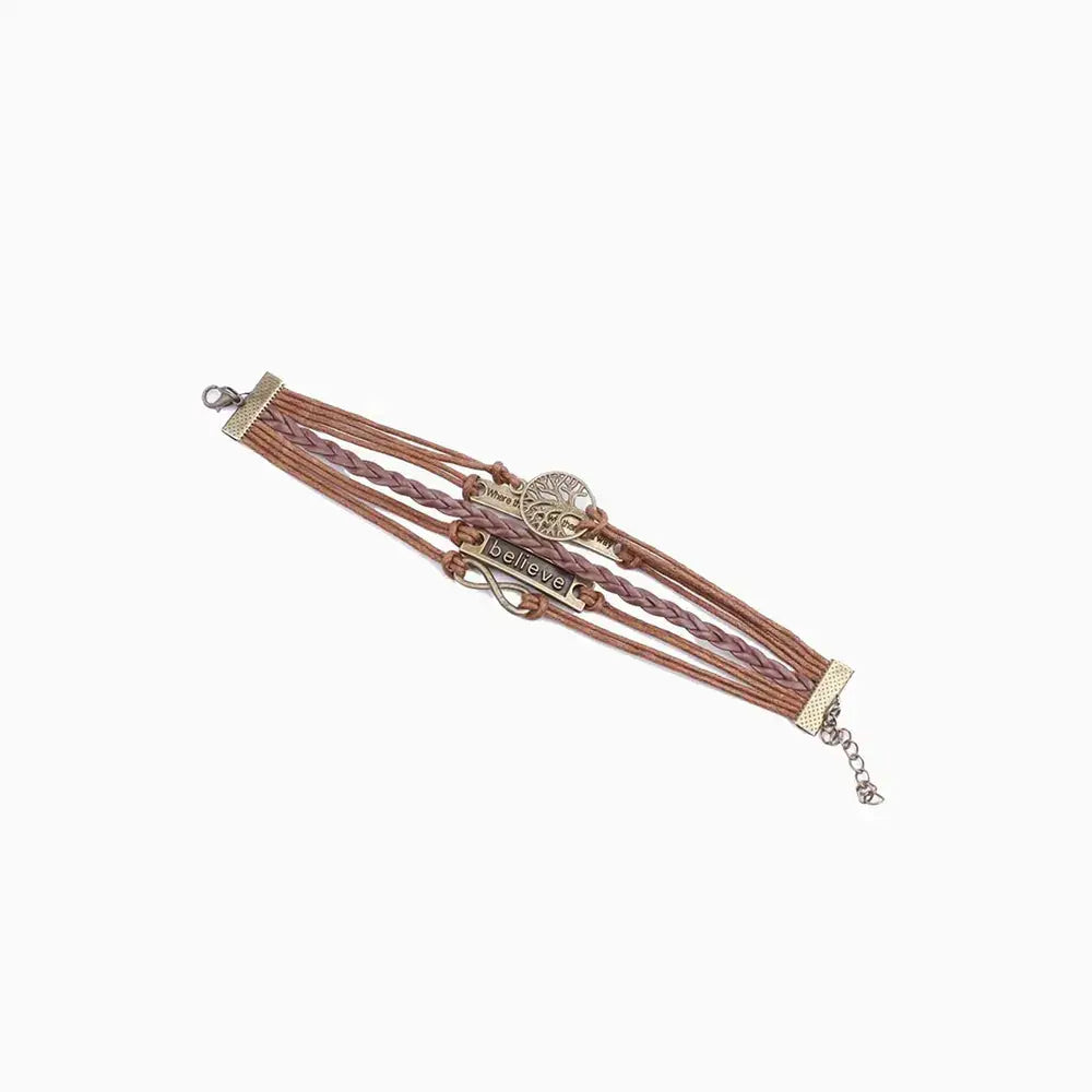 Alloy PU Leather Rope Bracelet by Trendsi