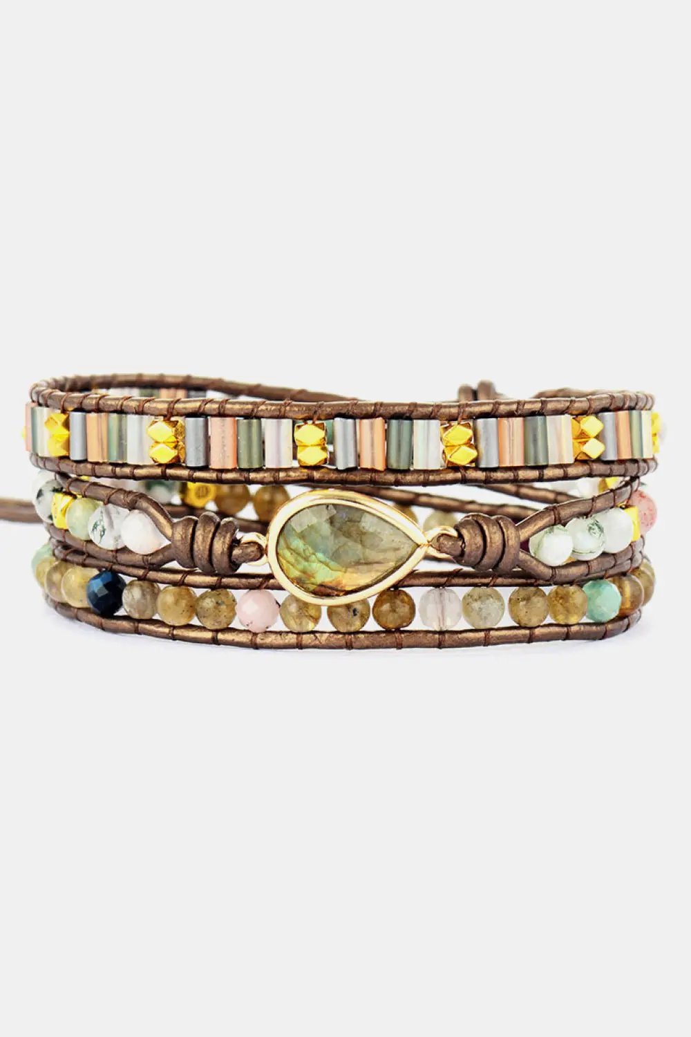 Handmade Triple Layer Beaded Bracelet by Trendsi