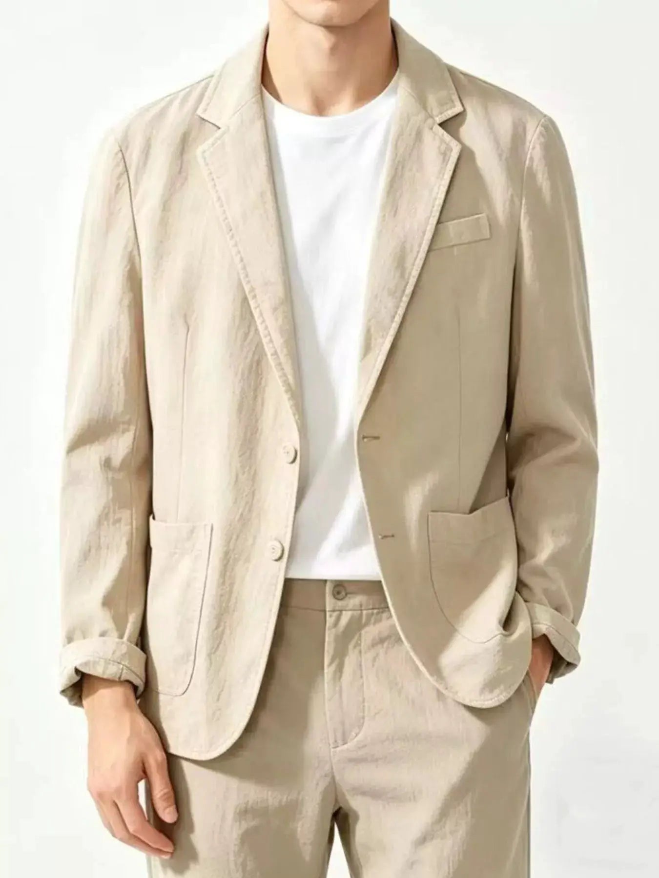 Men's Plus Size Button Up Long Sleeve Blazer by Trendsi