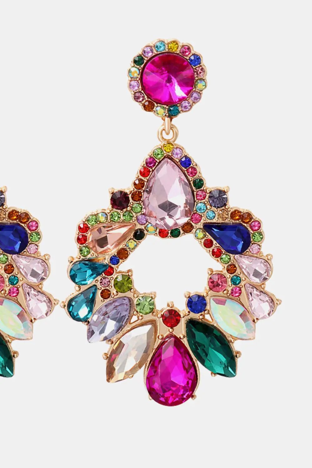 Zinc Alloy Frame Glass Stone Dangle Earrings by Trendsi