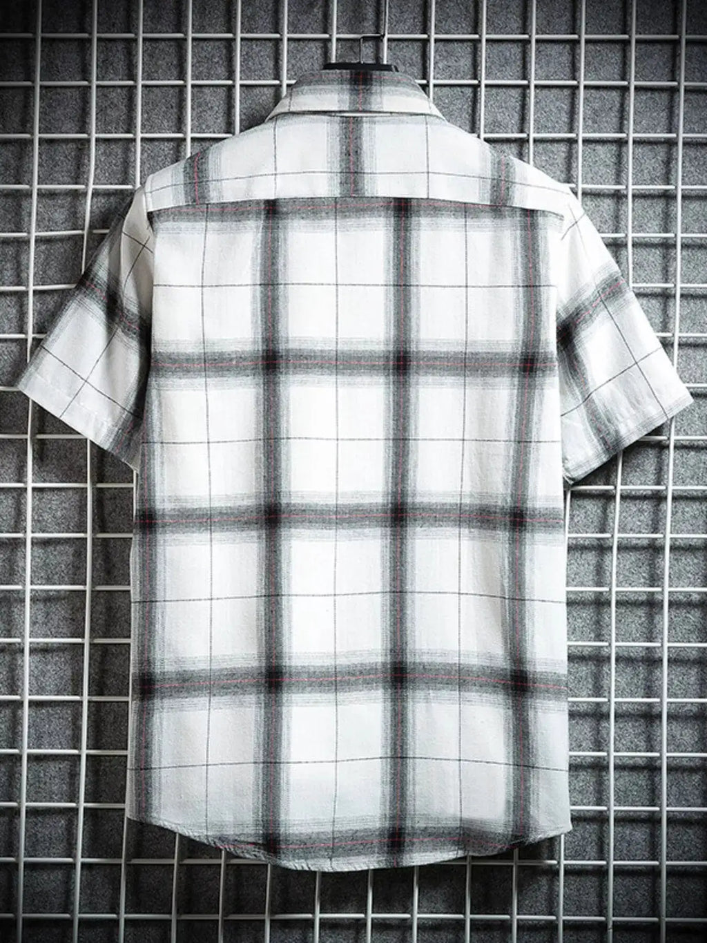 Men's Plus Size Plaid Button Up Short-Sleeve Shirt by Trendsi