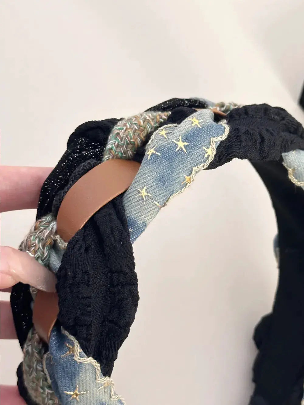 Denim Braided Wide Headband by Trendsi