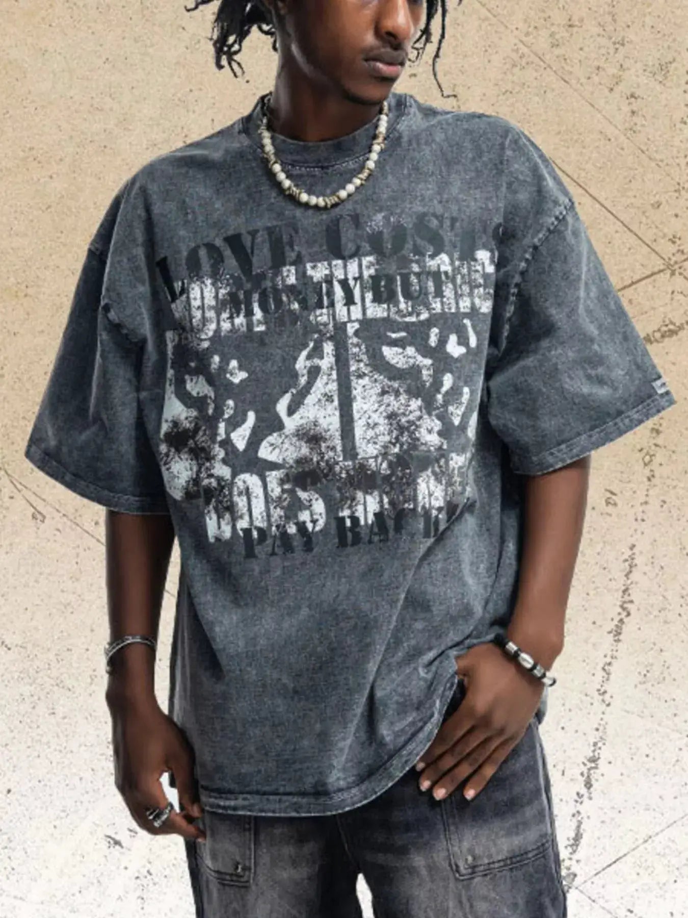 Men's Vintage Washed Graphic Short Sleeve T-Shirt by Trendsi