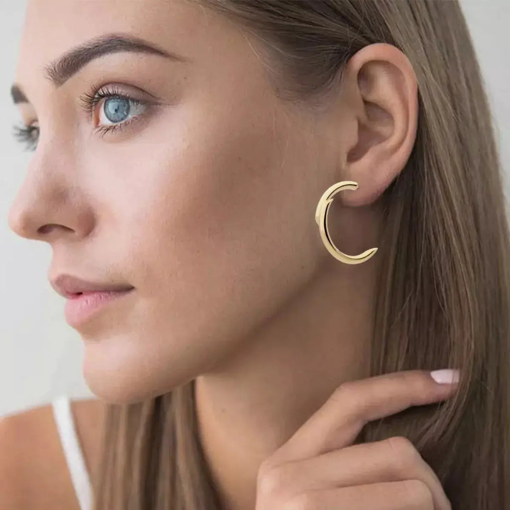 Chunky C-Hoop Earrings by Trendsi