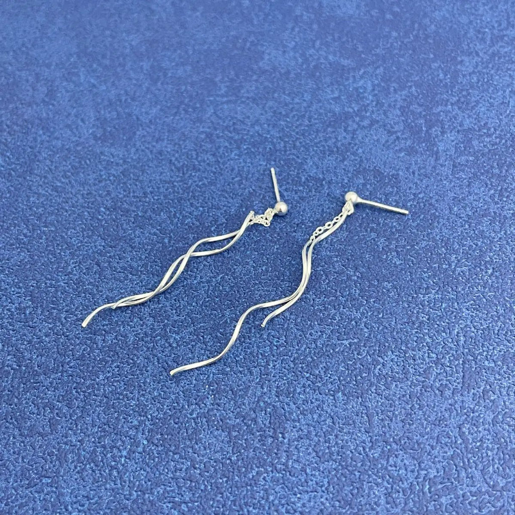 925 Sterling Silver Wave Earrings by Trendsi