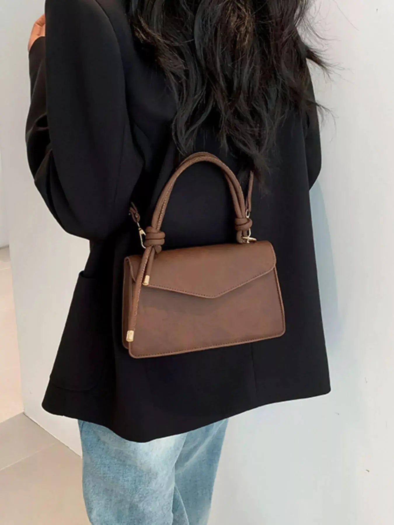 Flap Crossbody Bag with Top Handle by Trendsi