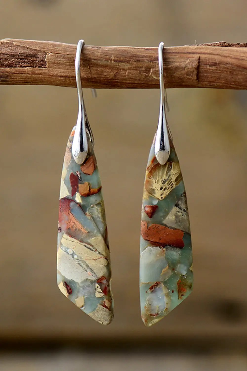 Handmade Natural Stone Dangle Earrings by Trendsi