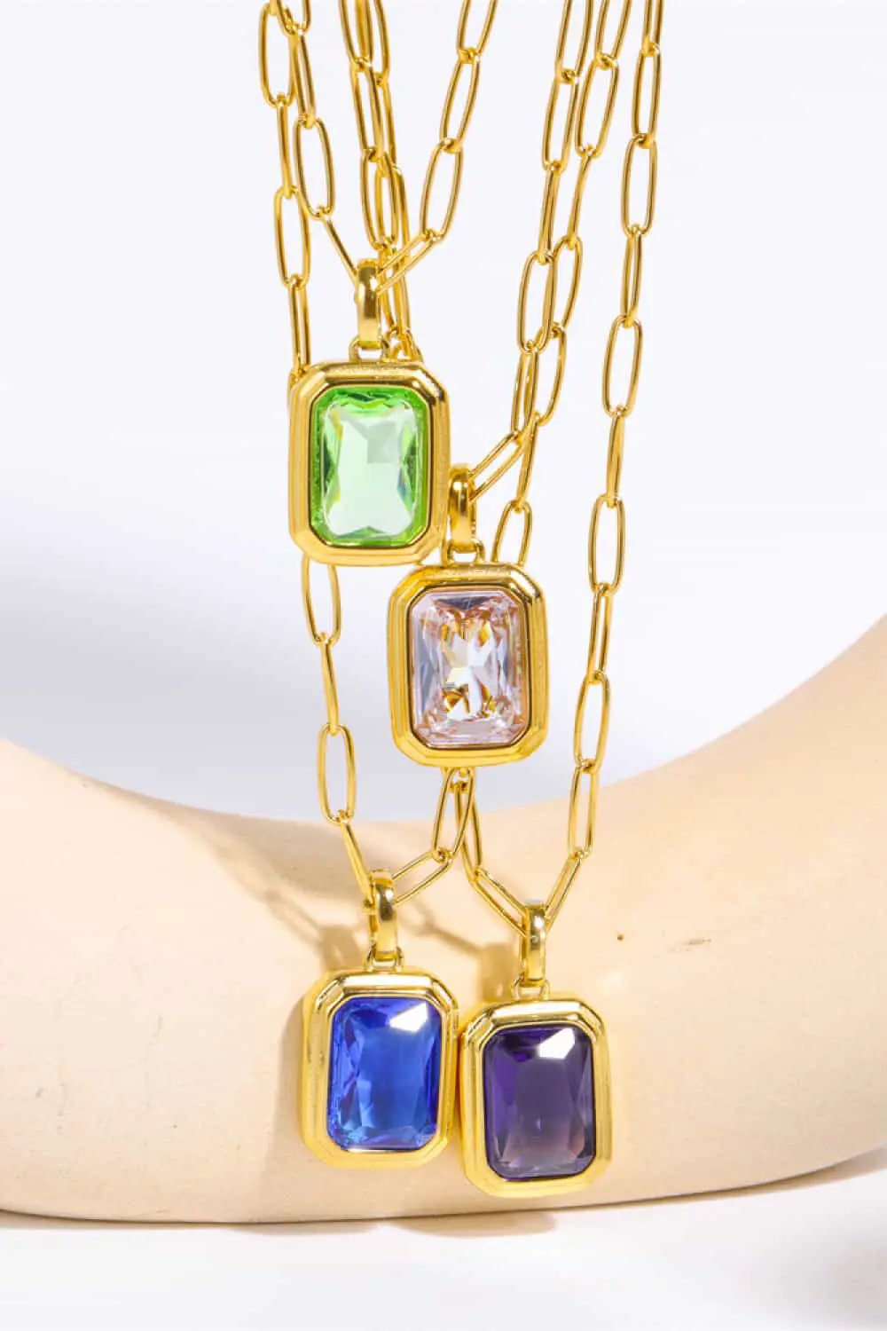 Zircon 18K Gold-Plated Geometrical Shape Pendant Necklace by Trendsi