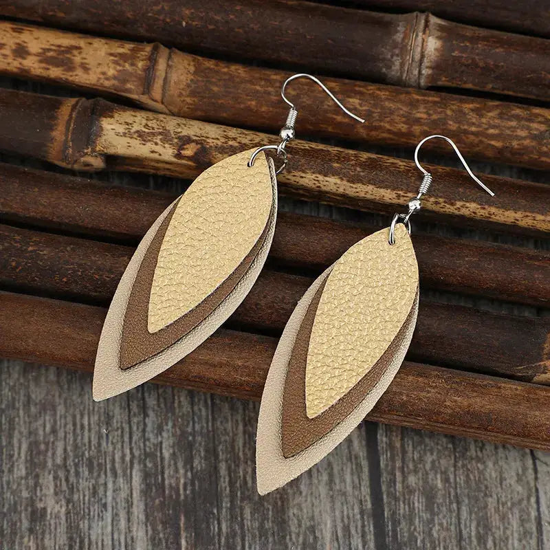 PU Leather Leaf Shape Earrings by Trendsi