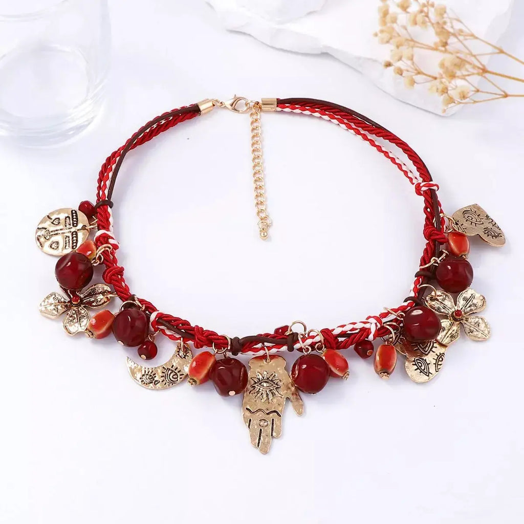 Zinc Alloy Bead Charm Necklace by Trendsi