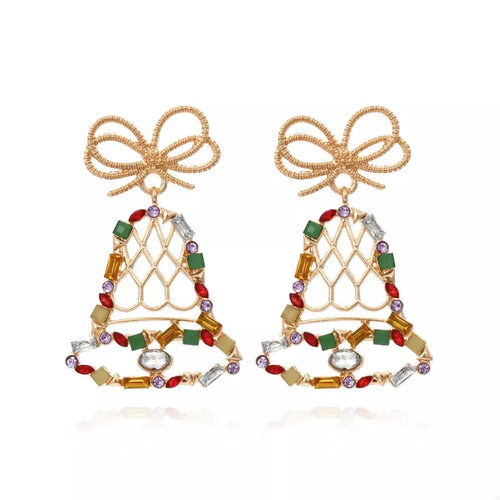 18K Gold-Plated Christmas Bell Dangle Earrings by Trendsi