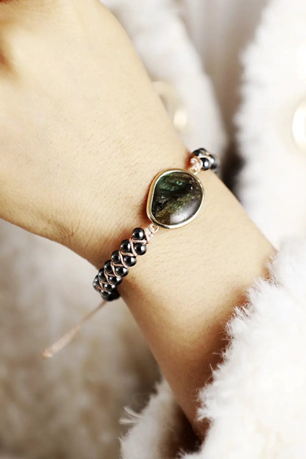 Natural Stone Beaded Bracelet by Trendsi