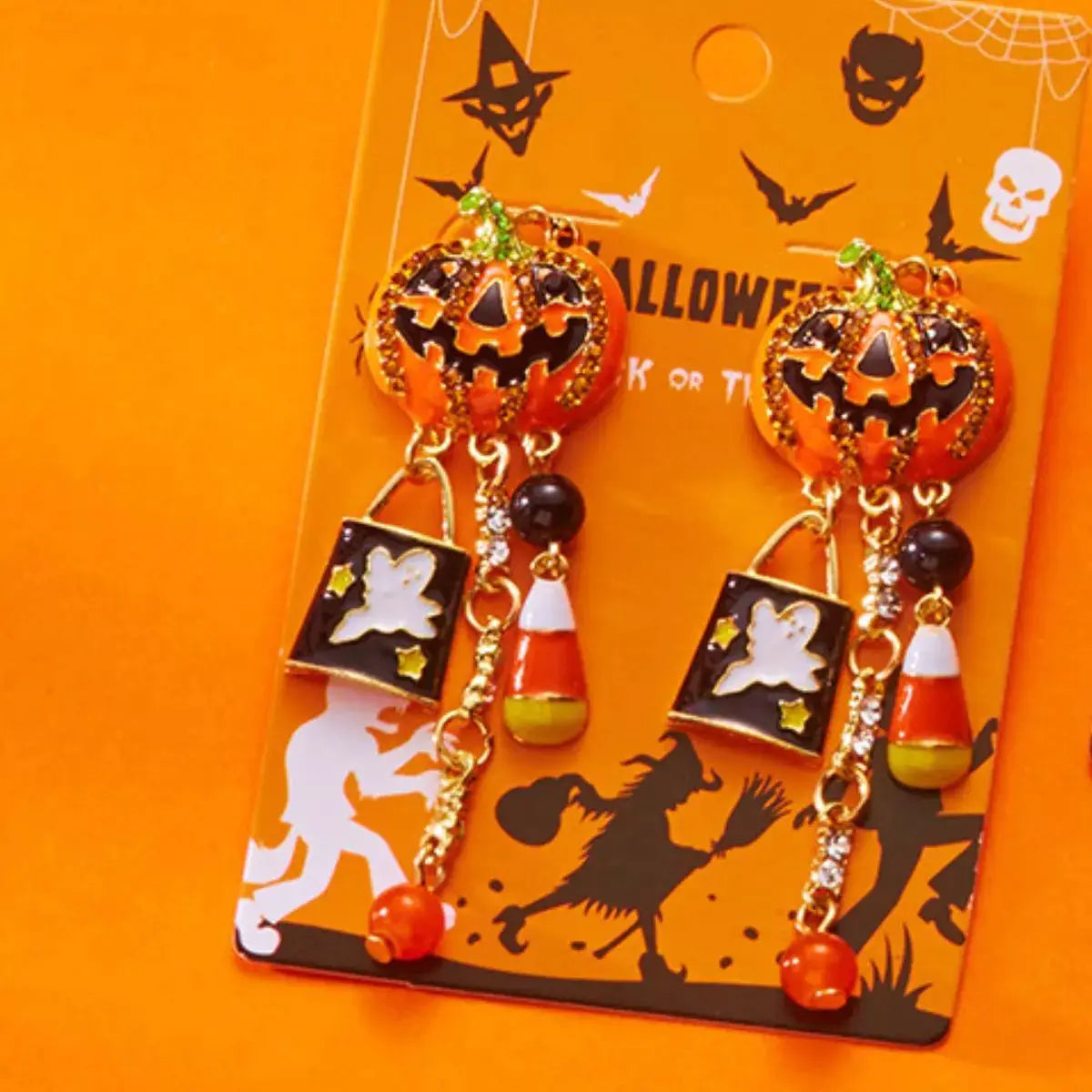 Halloween Pumpkin Drop Earrings by Trendsi