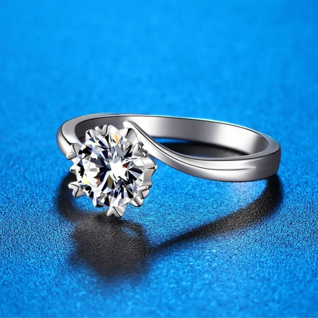 1 Carat 925 Sterling Silver Moissanite Ring by Trendsi