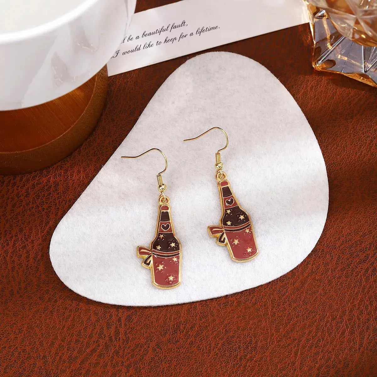 Cowboy Hat & Bottle Dangle Earrings by Trendsi