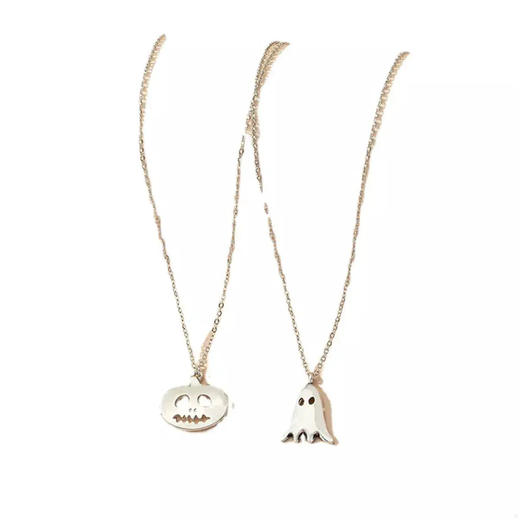 2 Piece Halloween Ghost & Pumpkin Pendant Necklace by Trendsi