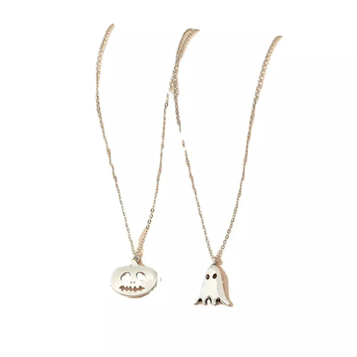 2 Piece Halloween Ghost & Pumpkin Pendant Necklace by Trendsi