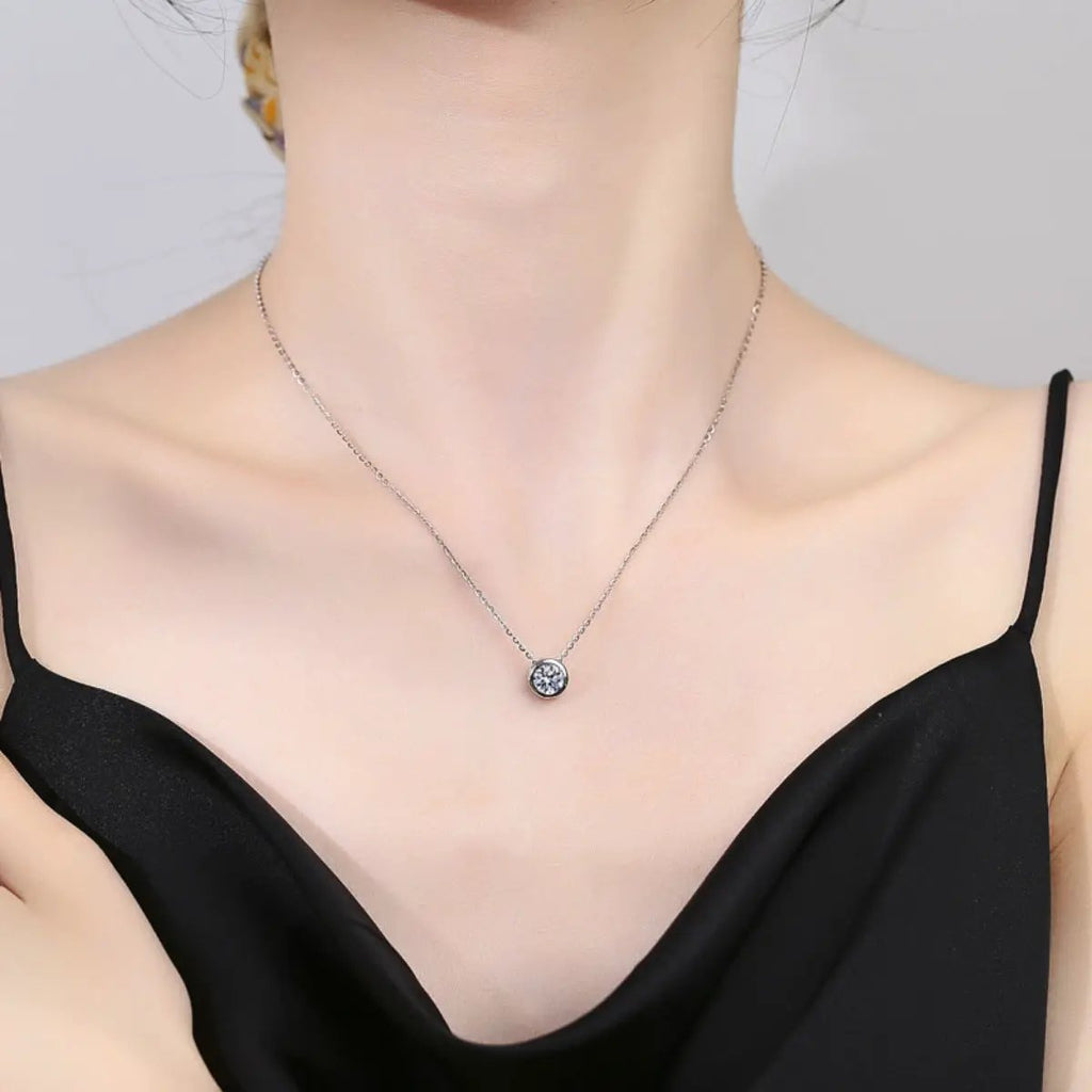 1 Carat Moissanite 925 Sterling Silver Pendant Necklace by Trendsi