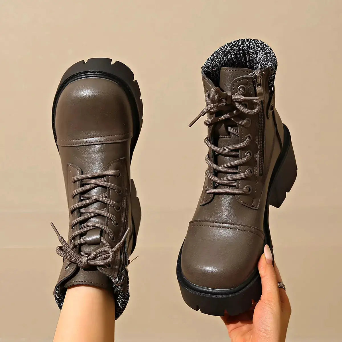 Round Toe Block Heels Boots by Trendsi