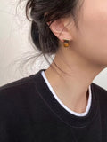 Tiger Eye Stone Stud Earrings by Trendsi