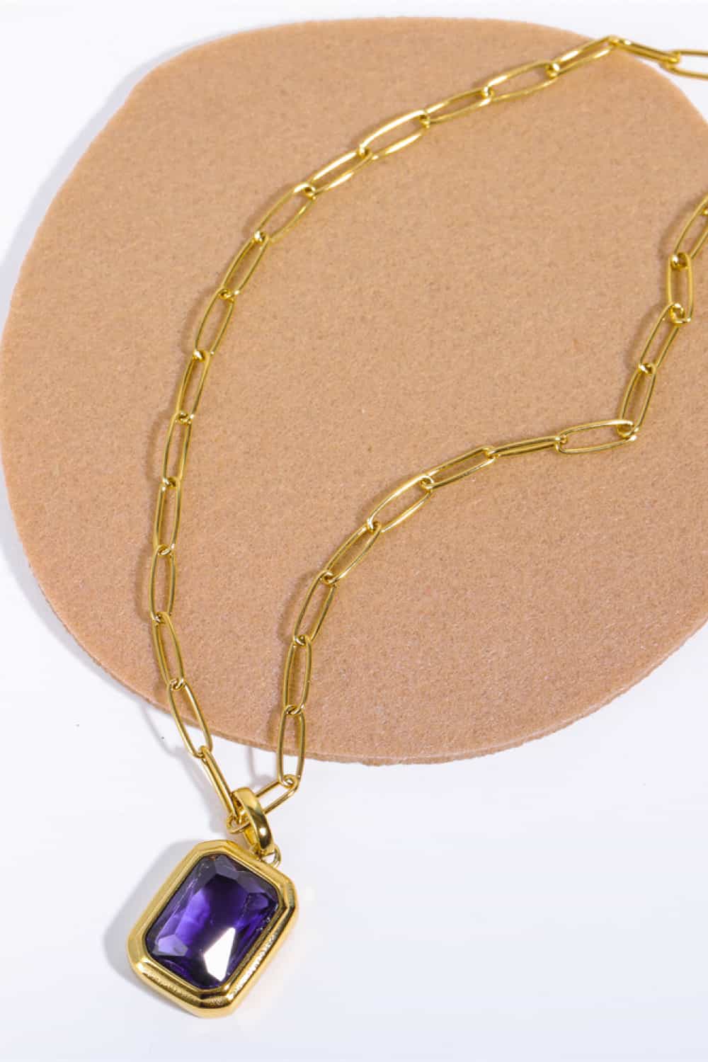 Zircon 18K Gold-Plated Geometrical Shape Pendant Necklace by Trendsi