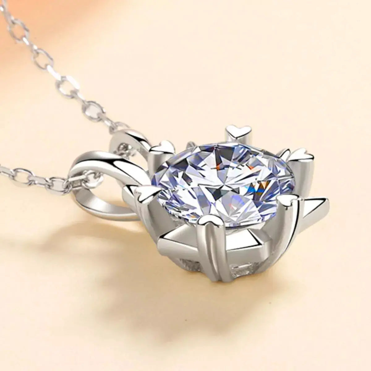 1 Carat 925 Sterling Silver Moissanite Pendant Necklace by Trendsi
