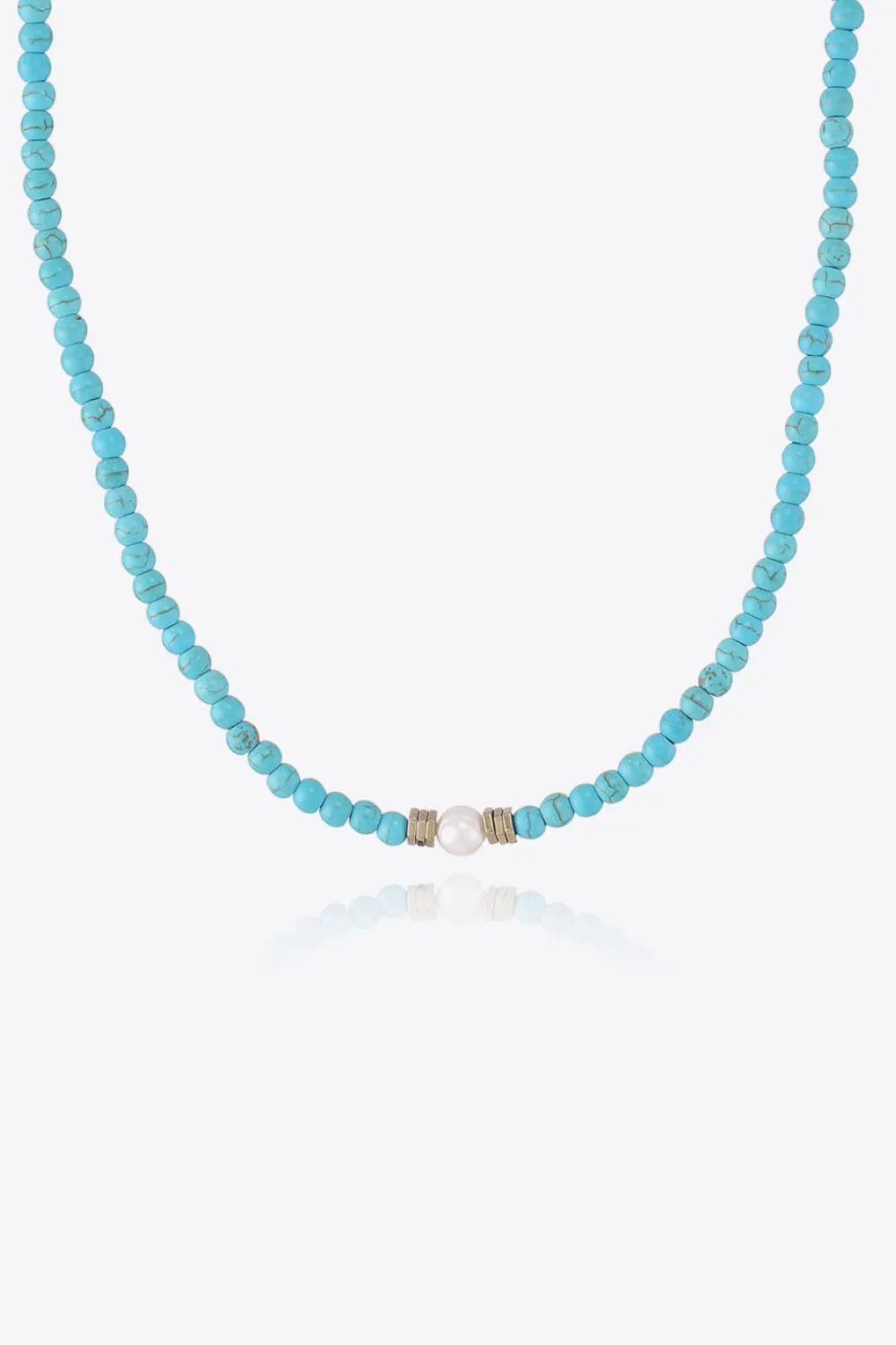 Turquoise & Pearl Necklace by Trendsi