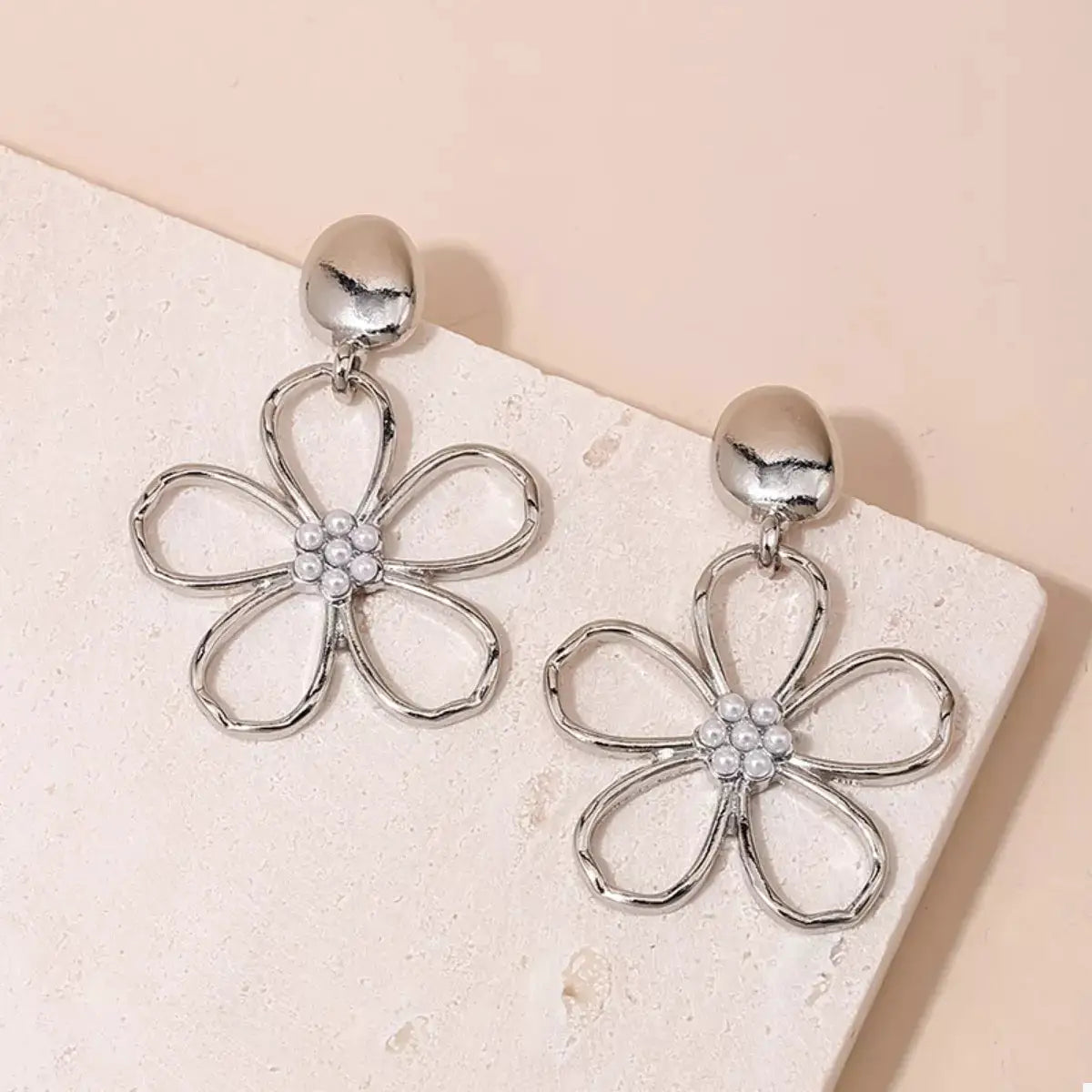 Alloy Flower Drop Earrings by Trendsi