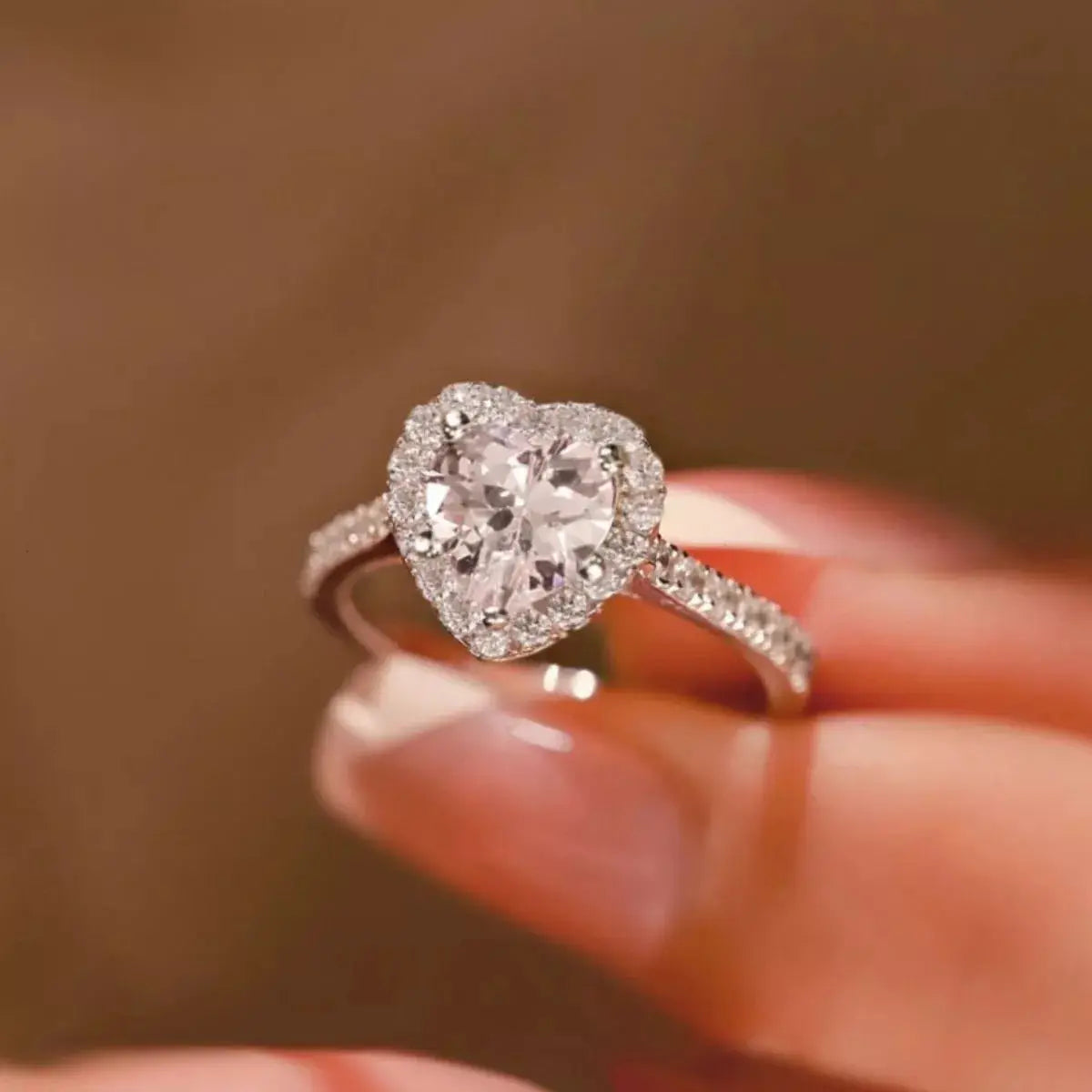 1 Carat Moissanite 925 Sterling Silver Heart Ring by Trendsi