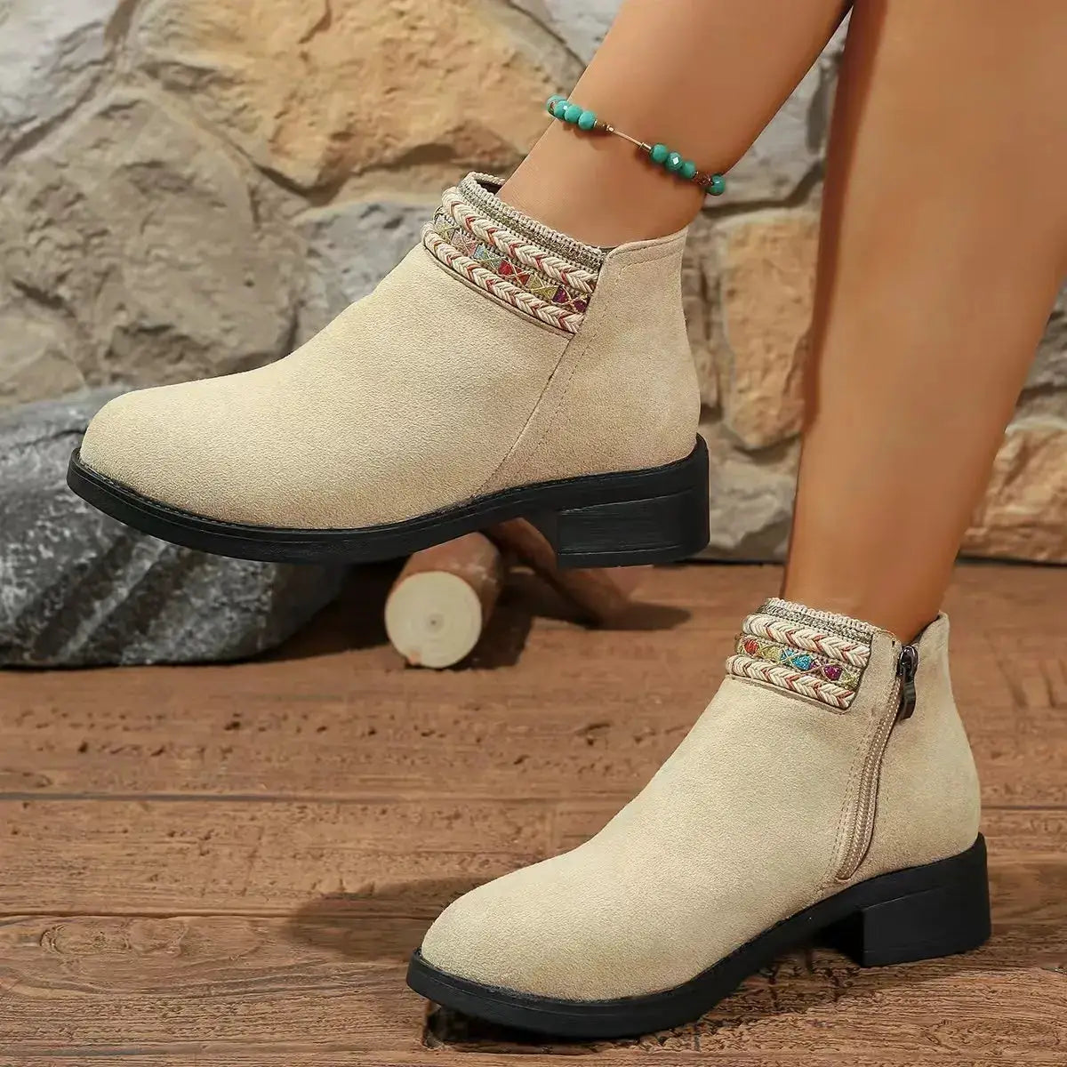 Side Zip Block Heel Boots by Trendsi