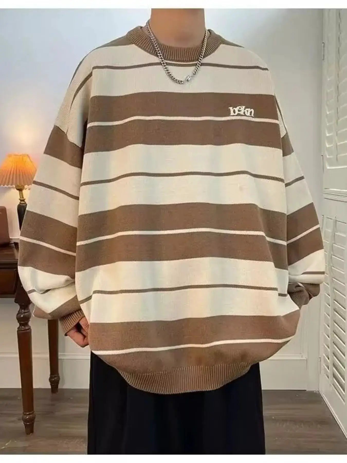 Men's Dropped Shoulder Long Sleeve Sweater by Trendsi