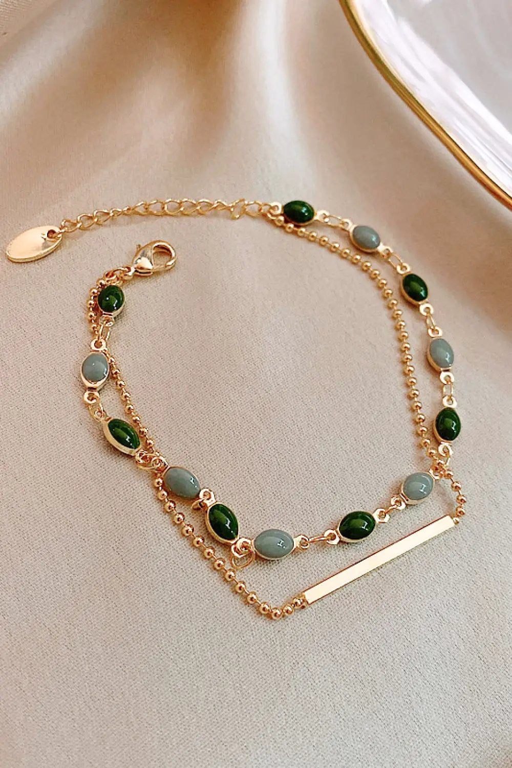 Alloy Double-Layered Bracelet by Trendsi