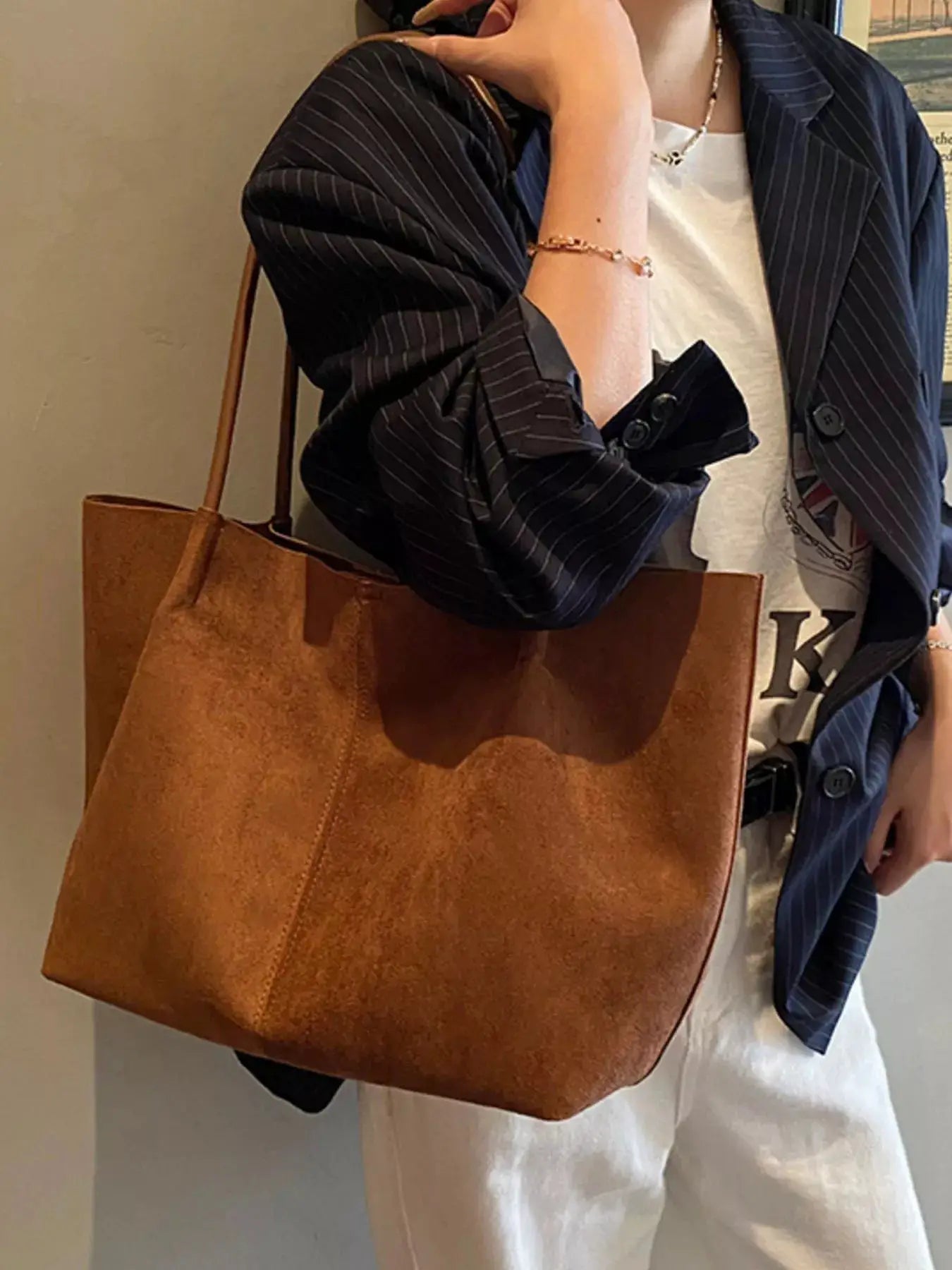 Solid Color Tote Bag by Trendsi