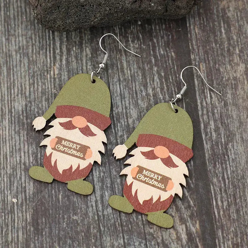 Wooden Gnome Dangle Earrings by Trendsi