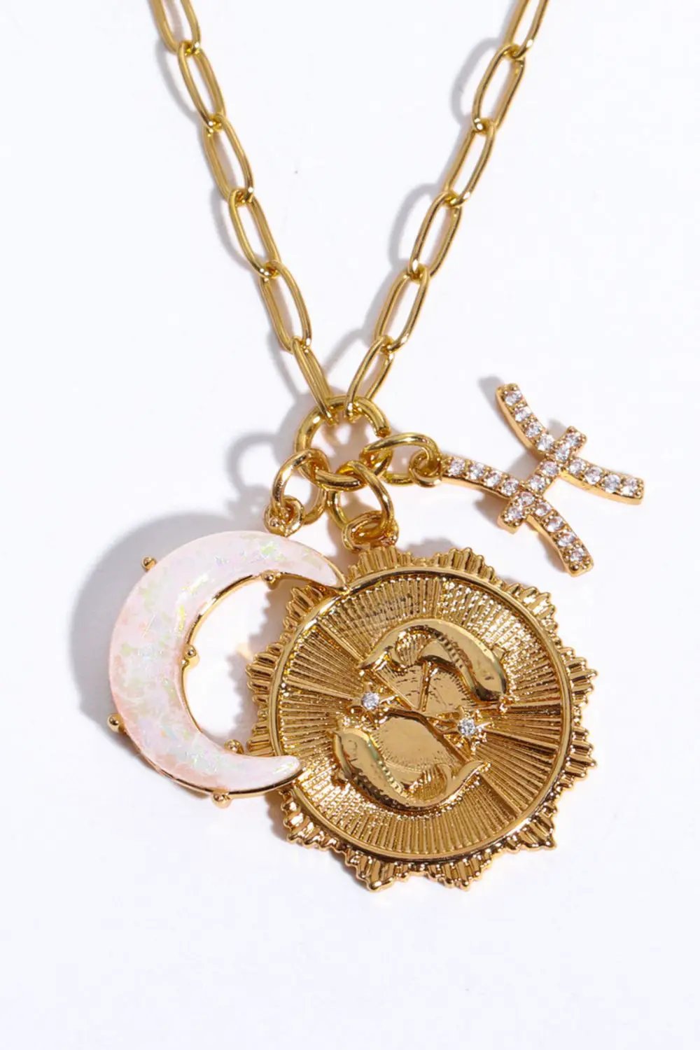 Constellation and Moon Pendant Copper Necklace by Trendsi