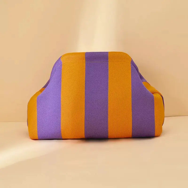 Striped Portable Clutch by Trendsi