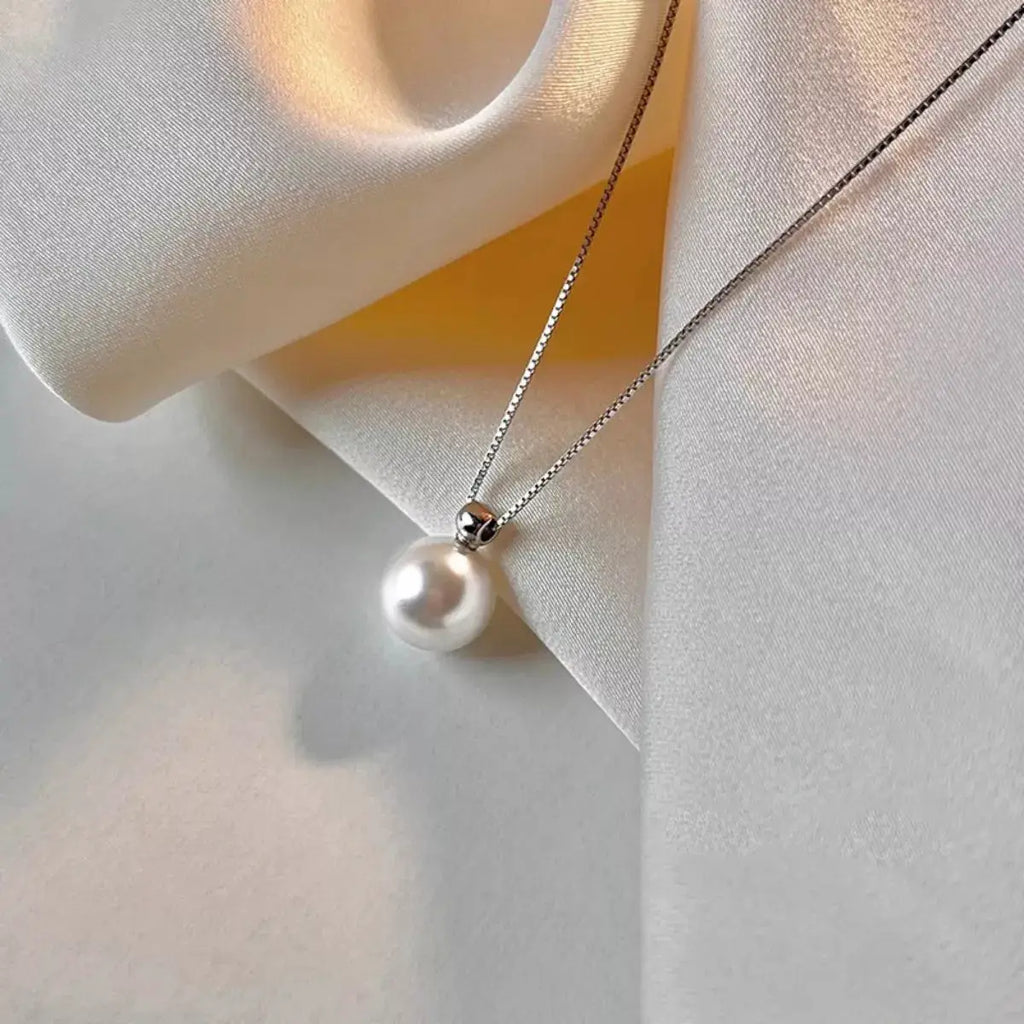 925 Sterling Silver Bead Pearl Necklace by Trendsi