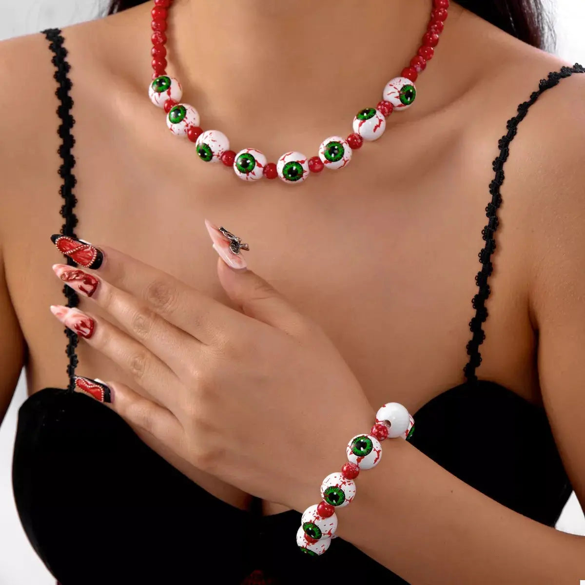Halloween Beaded Necklace and Bracelet Jewelry Set by Trendsi