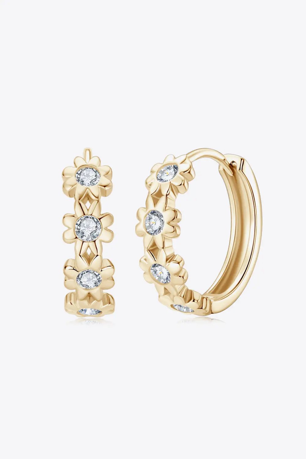 Moissanite 925 Sterling Silver Huggie Earrings by Trendsi