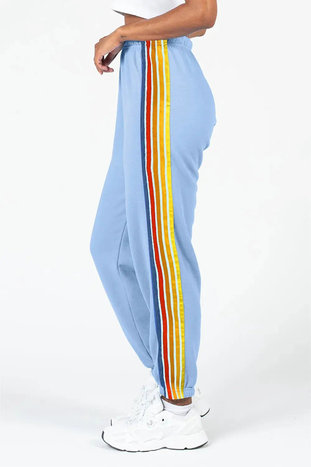Contrast Striped Elastic Waist Active Pants by Trendsi