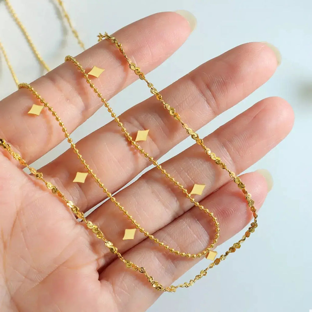 18K Gold-Plated Titanium Steel Layered Necklace by Trendsi