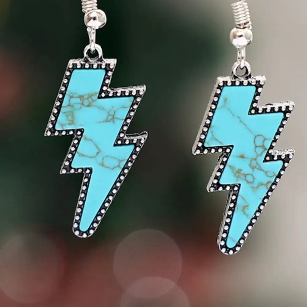 Artificial Turquoise Lightning Dangle Earrings by Trendsi