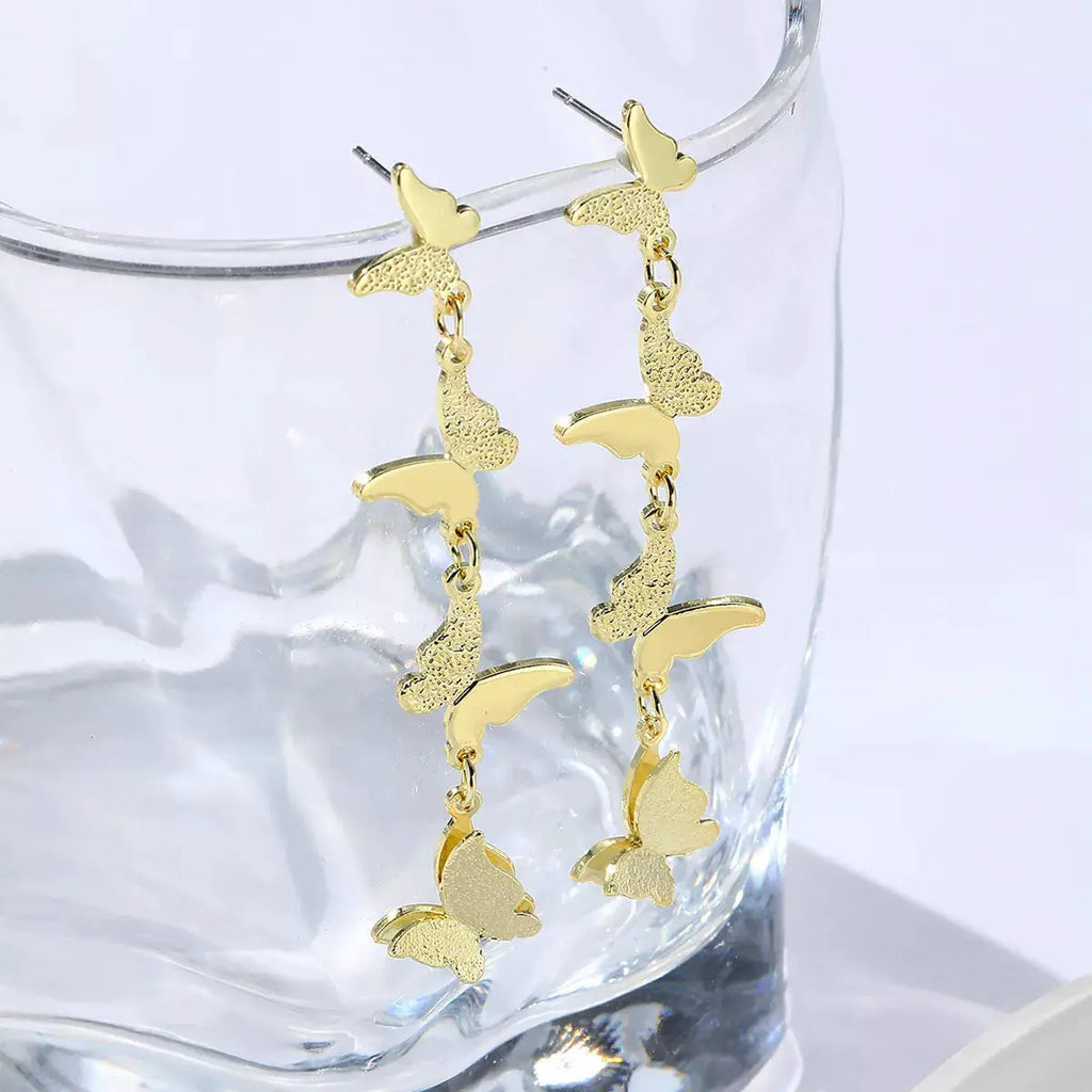 18K Gold-Plated Alloy Butterfly Earrings by Trendsi