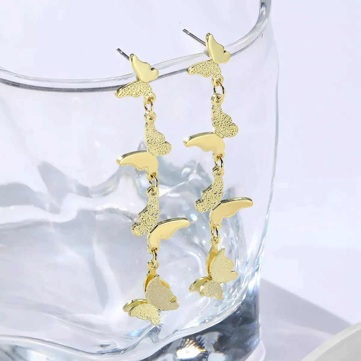 18K Gold-Plated Alloy Butterfly Earrings by Trendsi