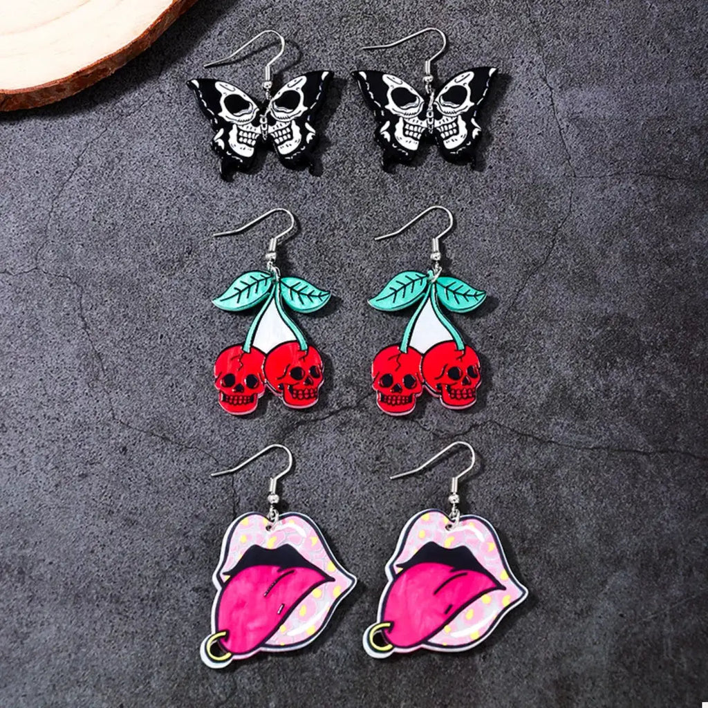 3 Piece Halloween Funky Cartoon Acrylic Dangle Earrings by Trendsi