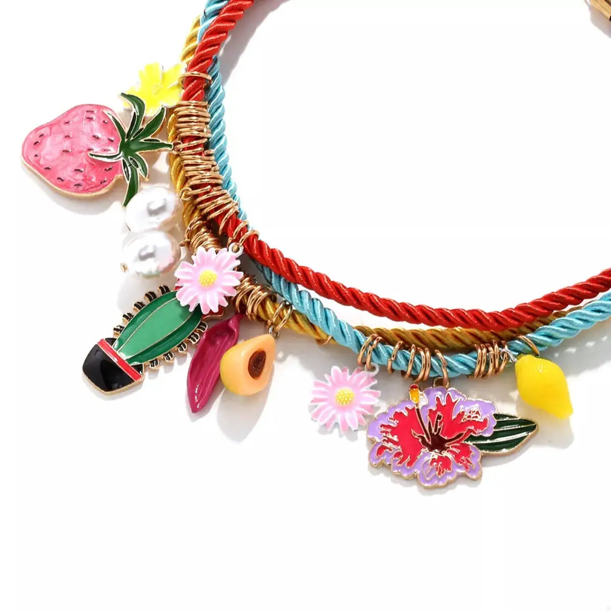 3 Piece Colorful Rope Charm Necklace by Trendsi
