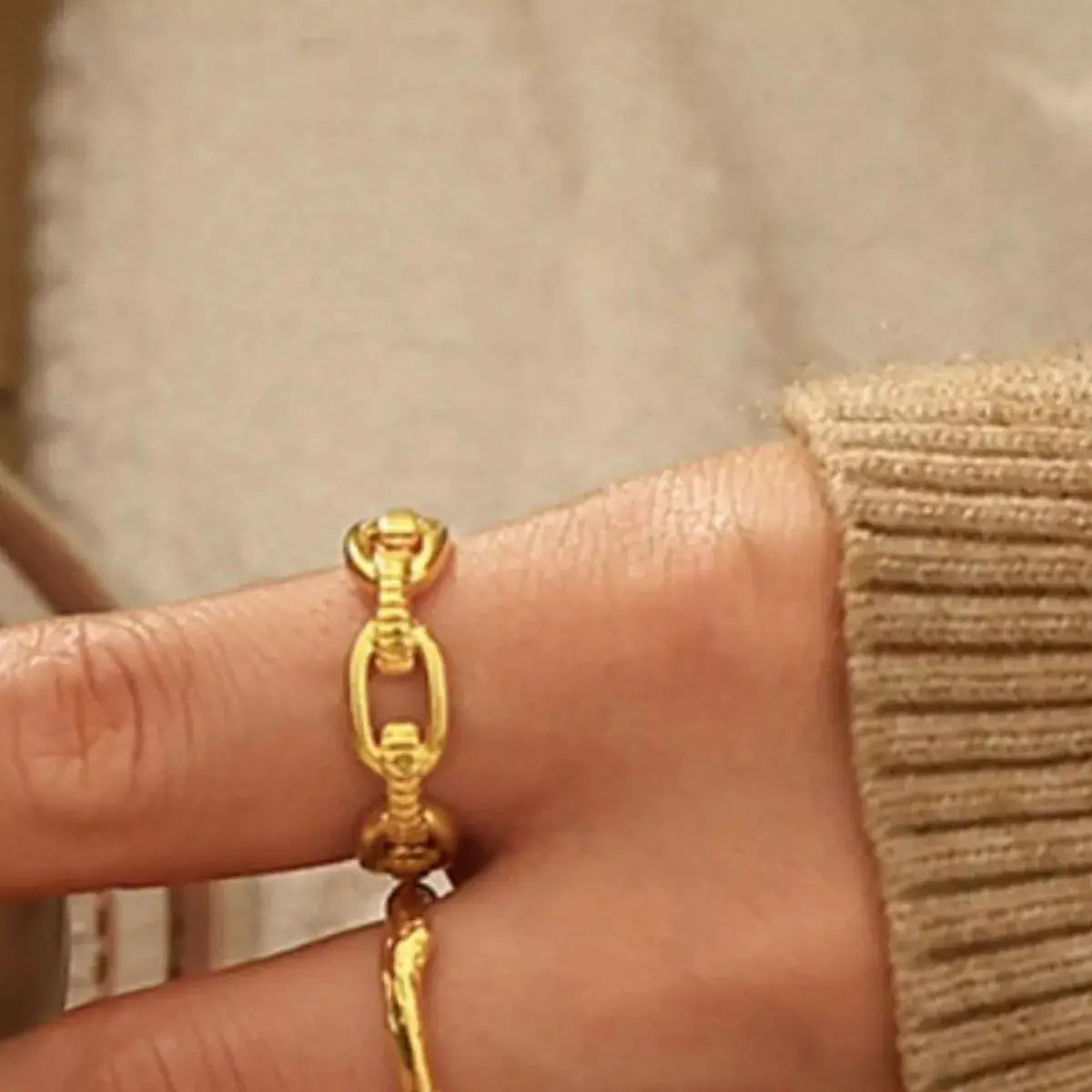 18K Gold-Plated Open Ring by Trendsi