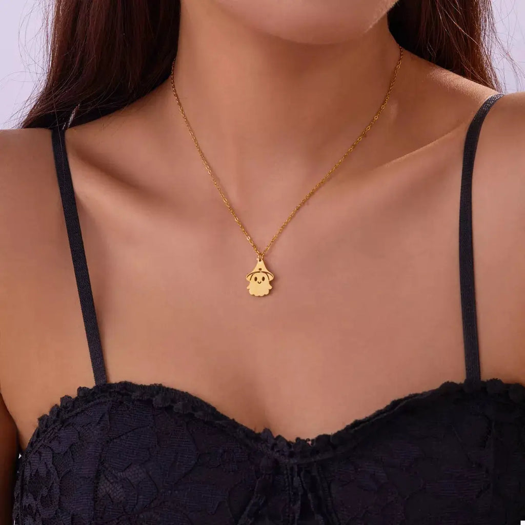 Halloween Ghost Pendant Necklace by Trendsi
