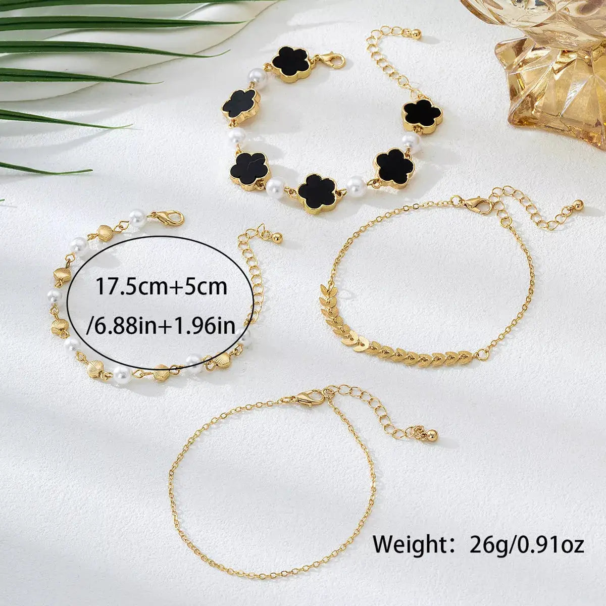 4-Piece 18K Gold-Plated Alloy Resin Bracelet by Trendsi